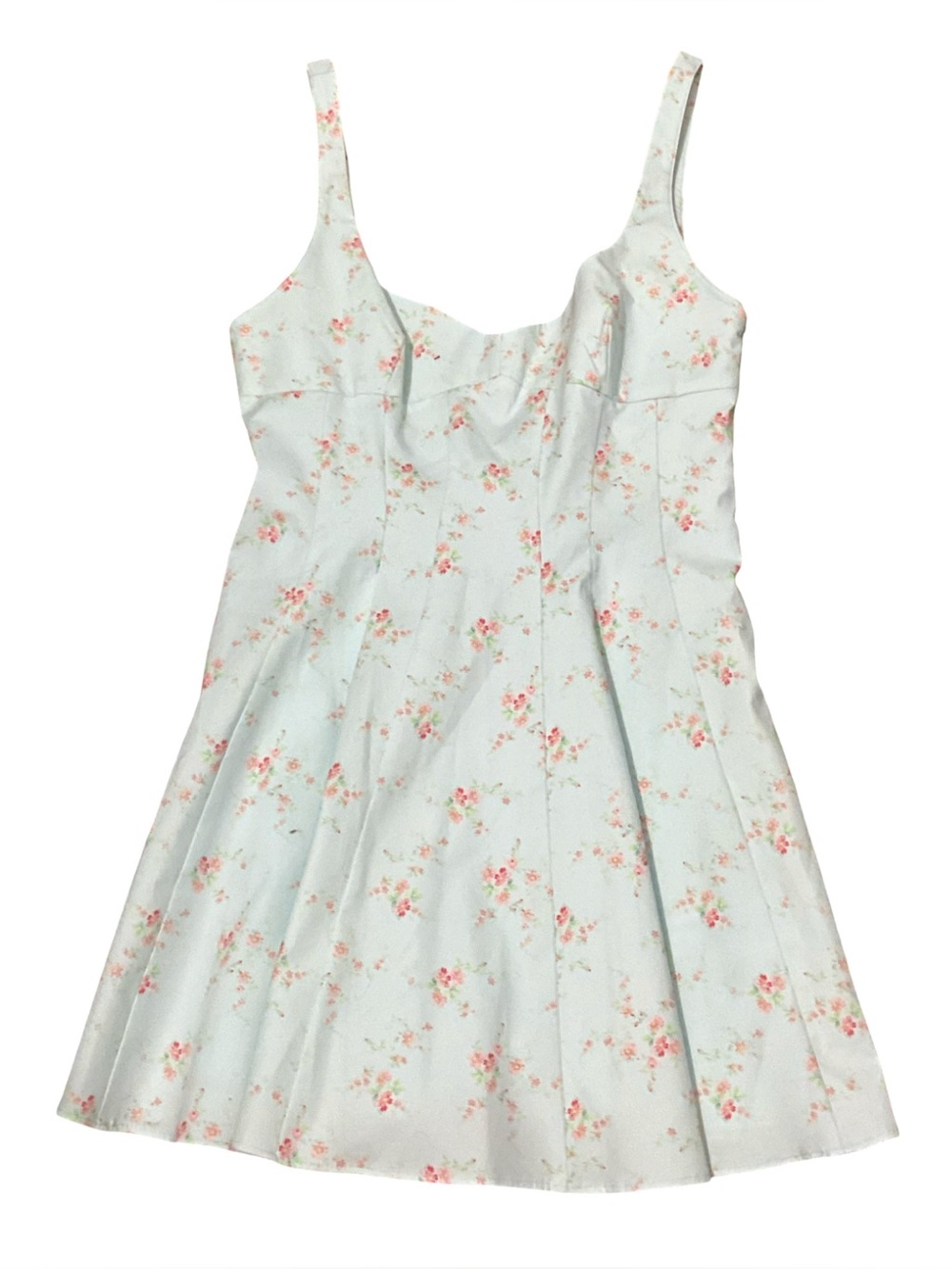 Zara Light Blue Pink Ditsy Floral Mini Dress Size Large Cottagecore